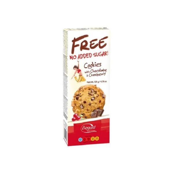 BISCUITI FREE CU BUC DE CIOCO SI MERISOARE BOGUTTI 135G