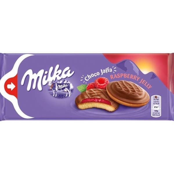 BISCUITI JAFFA CU AR ZMEURA MILKA 147G