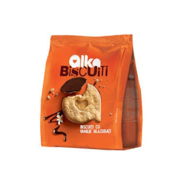 BISCUITI CU VANILIE GLAZURATI ALKA 180G