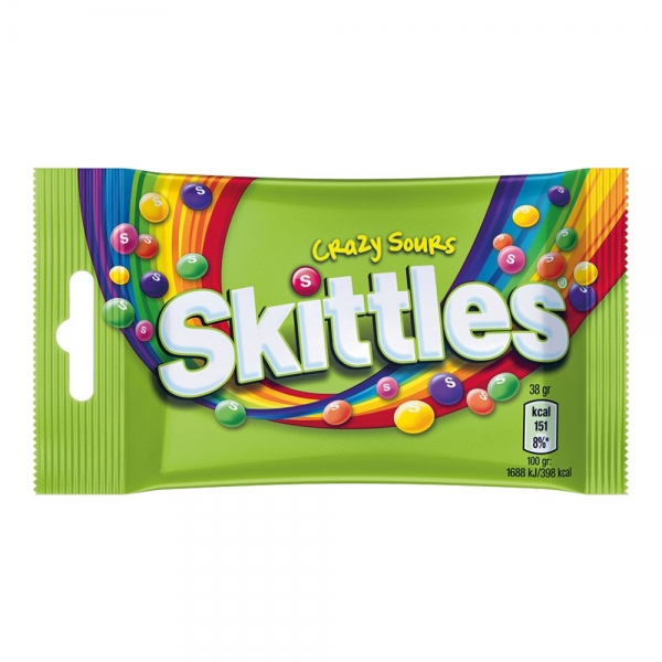 BOMBOANE SKITTLES CRAZY SOUR CU DIF.AROME38G